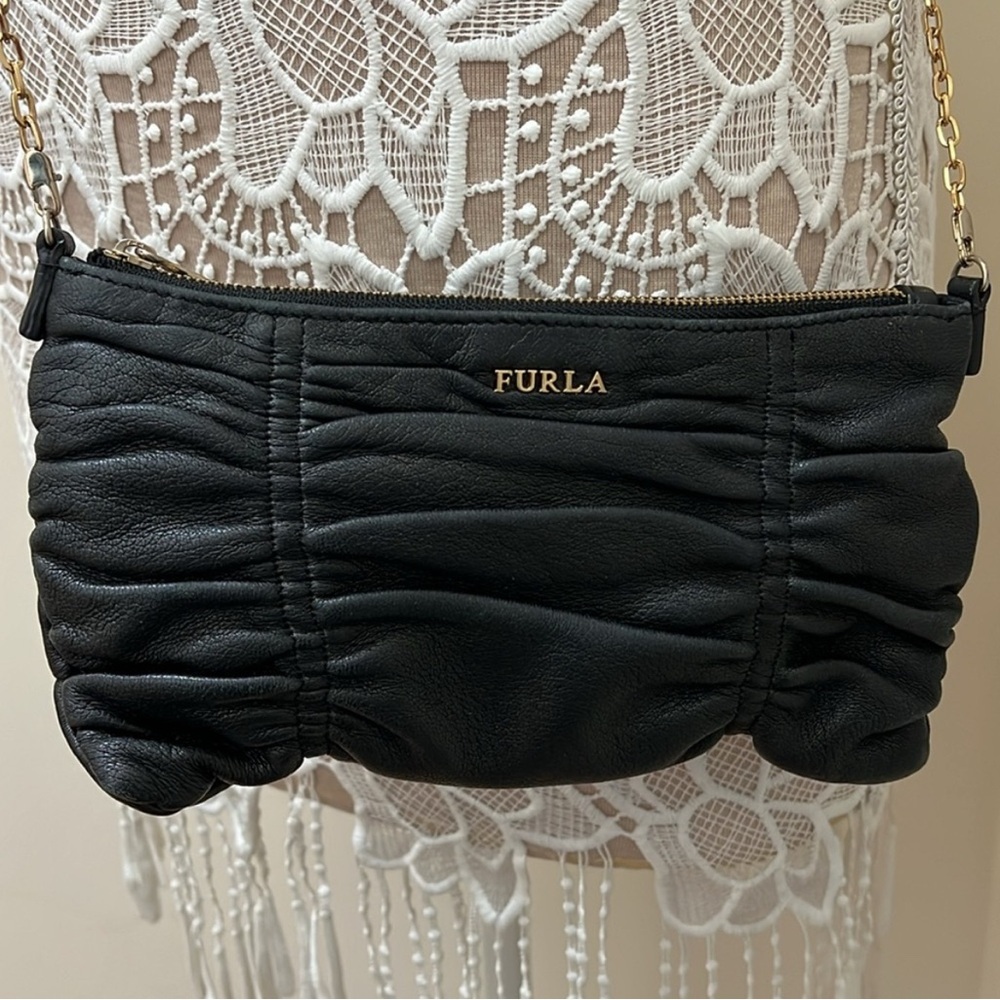 Furla Black Leather Crossbody Excellent Condition